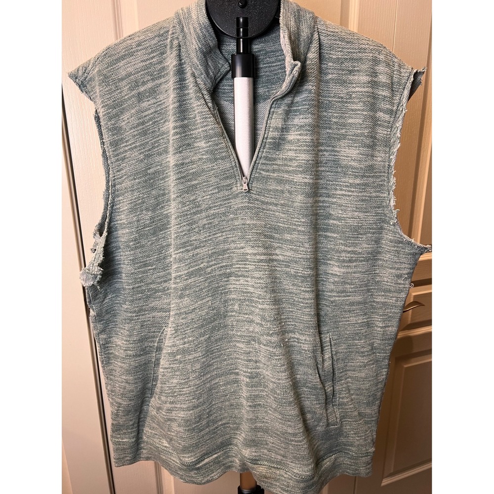 Johnny-O 2XL Half Zip Vest Distressed Raw Edge Coastal Surfer Grunge Skatewear
